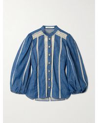 Zimmermann - Awaken Lace-Trimmed Denim Shirt - Lyst
