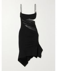 Mugler - Asymmetrisches Minikleid Aus Stretch-Jersey Mit Tülleinsatz Und Cut-Out - Lyst