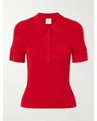 Courreges - Logo-Embroidered Ribbed-Knit Polo T-Shirt - Lyst