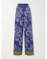 Etro - Floral-Print Silk-Satin Wide-Leg Pants - Lyst