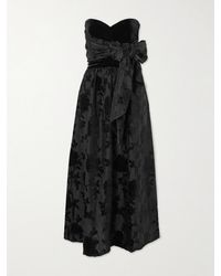 Loretta Caponi - Desideria Strapless Fil Coupé Satin And Velvet Midi Dress - Lyst