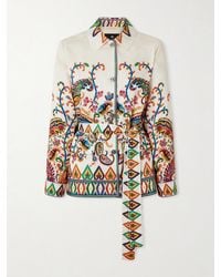 Etro - Safari Belted Paisley-Print Satin-Twill Jacket - Lyst