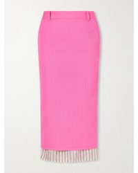 The Attico - Layered Striped Wool-Twill Midi Skirt - Lyst