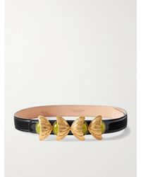 Sonia Petroff - Retro Flower Embellished Patent-Leather Belt - Lyst