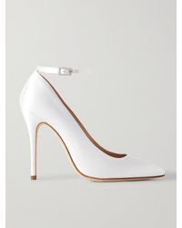 Alessandra Rich - Crystal-Embellished Silk-Satin Pumps - Lyst