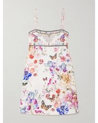 CAMILLA - Mini-Robe En Lin À Imprimé Fleuri Et À Ornements - Lyst