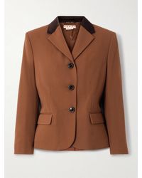 Marni - Blazer Aus Grain De Poudre Aus Wolle Mit Samtbesatz Und Stickerei - Lyst