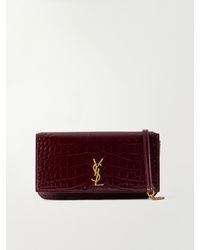 Saint Laurent - Cassandre Strap Croc-Effect Patent Leather Clutch - Lyst