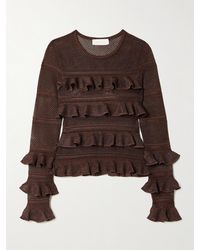 Zimmermann - Ruffled Metallic Pointelle-Knit Top - Lyst
