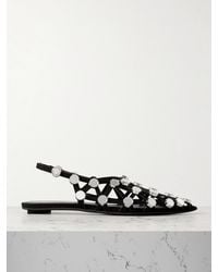 The Attico - Grid Studded Suede Slingback Point-Toe Flats - Lyst