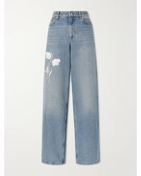 Erdem - Mid-Rise Straight-Leg Floral-Embroidered Jeans - Lyst