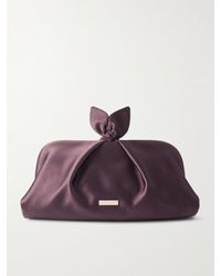 Aquazzura - Bow Tie Pleated Satin Clutch - Lyst
