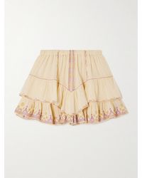 Isabel Marant - Jocadia Tiered Ruffled Embroidered Cotton-Gauze Shorts - Lyst