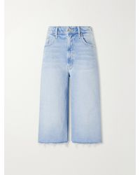 Mother - The Whole Lot Zip Fray Low-Rise Wide-Leg Denim Shorts - Lyst