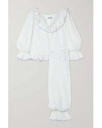 RIXO London Bobbie Pyjama Aus Gepunktetem Baumwoll-voile - Weiß