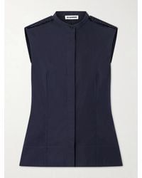 Jil Sander - Ruffled Cotton-Poplin Top - Lyst
