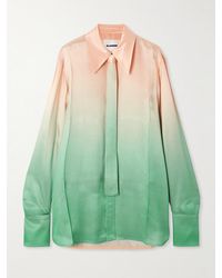 Jil Sander - Oversized Tie-Detailed Dégradé Satin Shirt - Lyst