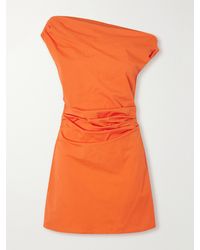 STAUD - Phare Draped Cotton-Blend Poplin Mini Dress - Lyst