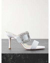 Manolo Blahnik - Gable 90 Buckled Crepe De Chine Mules - Lyst