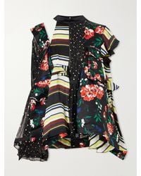 Sacai - Pattern Mix Printed Ruffled Blouse - Lyst