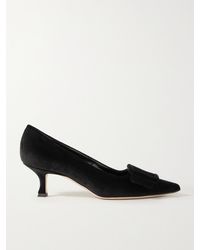 Manolo Blahnik - Maysale 50 Buckled Velvet Pumps - Lyst