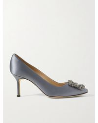 Manolo Blahnik - Hangisi 70 Crystal-Embellished Satin Pumps - Lyst