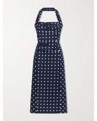 Carolina Herrera - Halted-Neck Polka-Dot Cotton-Blend Twill Midi Dress - Lyst