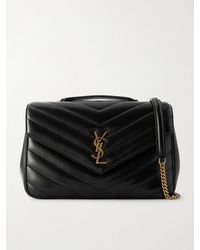 Saint Laurent - Loulou Große Schultertasche Aus Gestepptem Leder - Lyst