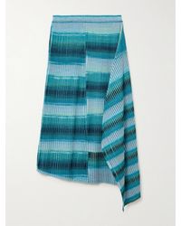 Jonathan Simkhai - Caelan Asymmetric Draped Striped Ribbed-Knit Midi Skirt - Lyst