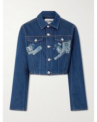Jean Paul Gaultier - Cropped Printed Denim Jacket - Lyst