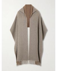 Brunello Cucinelli - Hooded Fringed Checked Cashmere Wrap - Lyst