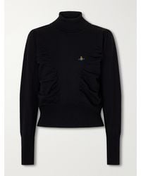 Vivienne Westwood - Pamela Logo-Embroidered Gathered Wool Turtleneck Sweater - Lyst