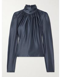 Rabanne - Gathered Stretch-Satin Top - Lyst