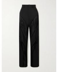 Mugler - Hose Mit Geradem Bein Aus Twill Mit Seidentülleinsätzen - Lyst