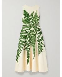 Oscar de la Renta - Midikleid Aus Crêpe Aus Einer Wollmischung Mit Print Und Gürtel - Lyst