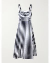 Veronica Beard - Lois Checked Stretch-Cotton Cloqué Midi Dress - Lyst