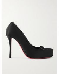 Christian Louboutin - Cassia Nodo 100 Bow-Detailed Grosgrain-Trimmed Satin-Crepe Pumps - Lyst