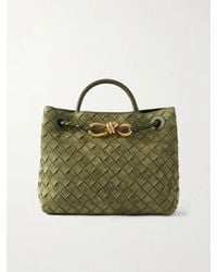 Bottega Veneta - Andiamo Small Intrecciato Suede Shoulder Bag - Lyst