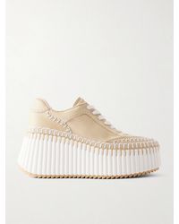 Chloé - Nama Canvas And Leather Platform Sneakers - Lyst