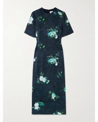 Erdem - Midikleid Aus Duchesse-Satin Mit Blumenprint - Lyst