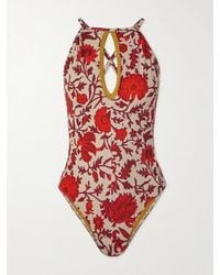 La DoubleJ - Orlebar Fonda Braided-Trimmed Floral-Print Swimsuit - Lyst