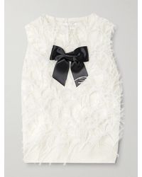 ShuShu/Tong - Feather- And Satin-Trimmed Wool-Blend Sweater - Lyst