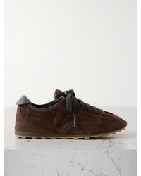 Jacquemus - The Tennis Leather-Trimmed Croc-Effect Suede Sneakers - Lyst