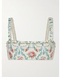 Agua Bendita - Olmo Mosqueta Printed Ruffled Recycled Bandeau Bikini Top - Lyst