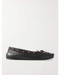 KHAITE - Milly Embellished Whipstitched Textured-Leather Loafers - Lyst
