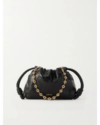 Loewe - Flamenco Mini Leather-Trimmed Crinkled-Eel Clutch - Lyst