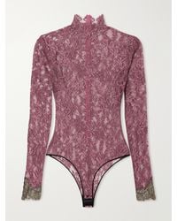 Valentino Garavani - Scalloped Lace-Jersey Bodysuit - Lyst