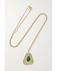 Brooke Gregson - 18-karat Gold, Emerald And Diamond Necklace - Lyst