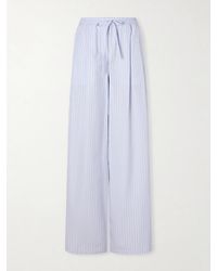 Dolce & Gabbana - Pleated Striped Cotton-Poplin Wide-Leg Pants - Lyst