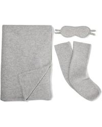 Le Kasha Reiseset Aus Decke, Socken Und Schlafmaske Aus Kaschmir - Grau